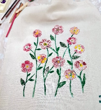 Mix média - kombinovaná technika - maľba na textil